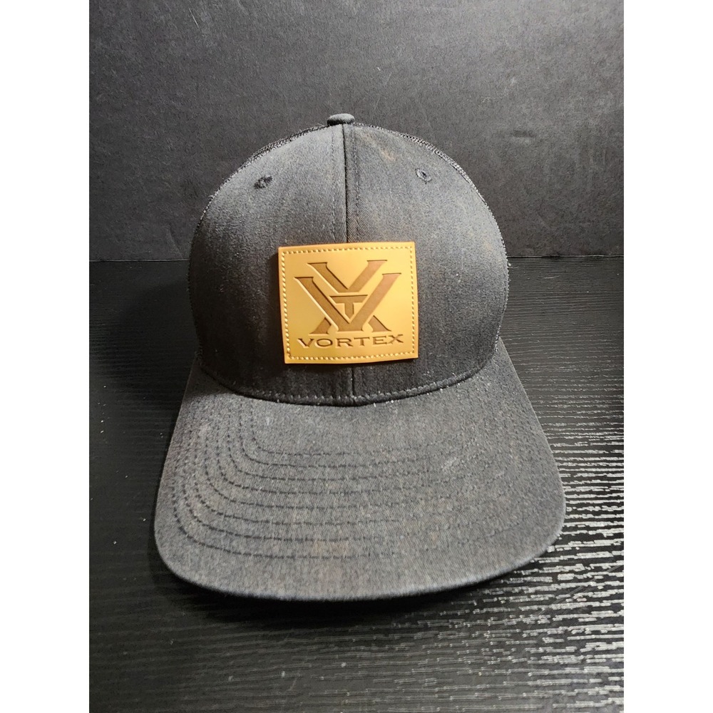 Vortex Optics Mesh‎ Back Trucker Hat Black Gold Logo Snapback leather patch